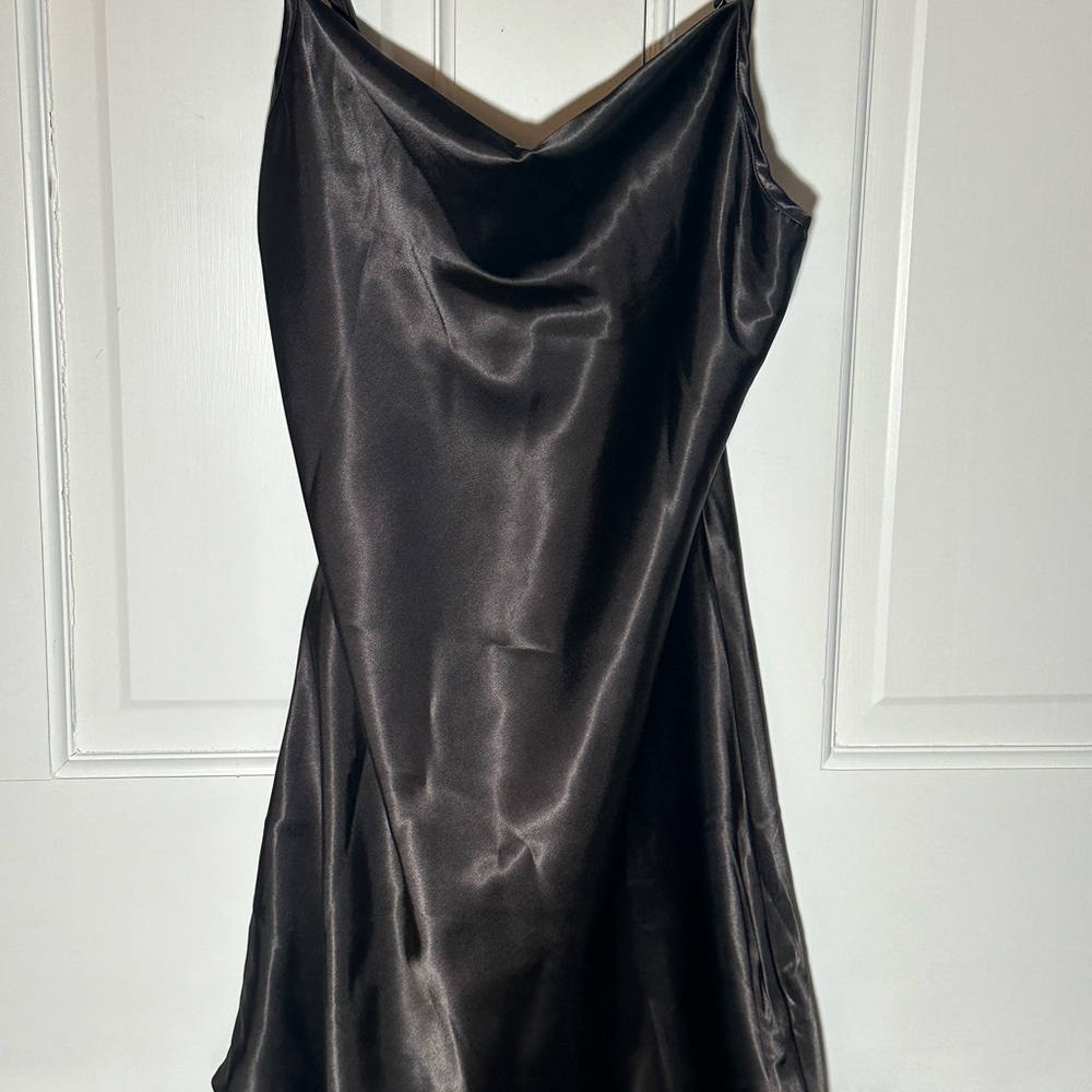 Elegant Black Satin Slip Dress